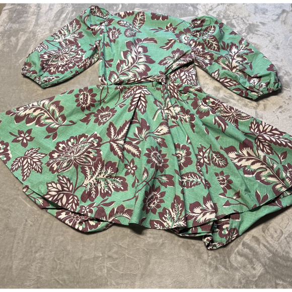 CLAUDIE PIERLOT Raymondeter Floral Mini Dress In Divers Sz 36/US 4 Belted Green - Picture 13 of 14